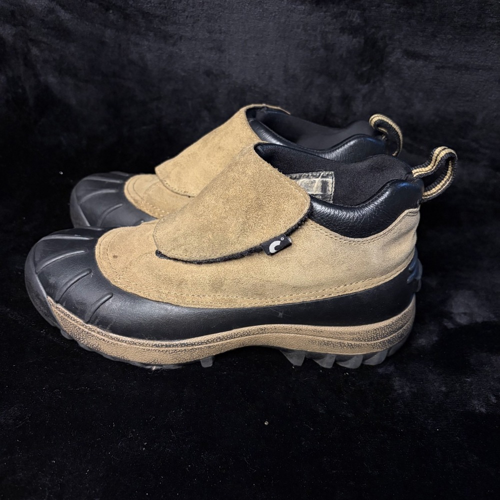 Comfortemp Womens US 9 Duck Boots Tan Black Suede Leather Comfort Slip On Boots